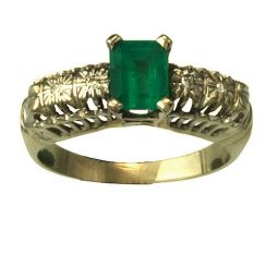 Vintage Emerald Diamond Engagement Ring | 18K White Gold | 1.8 CT Emerald
